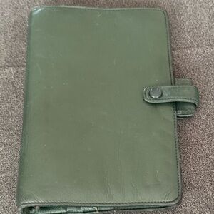 VTG Filofax Portland Green Leather personal  ring planner